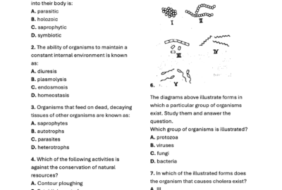 waec biology past questions and answer